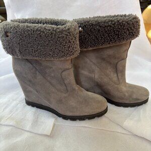 Ugg Suede and Shearling Boots with 3 inch wedge heels - size 7